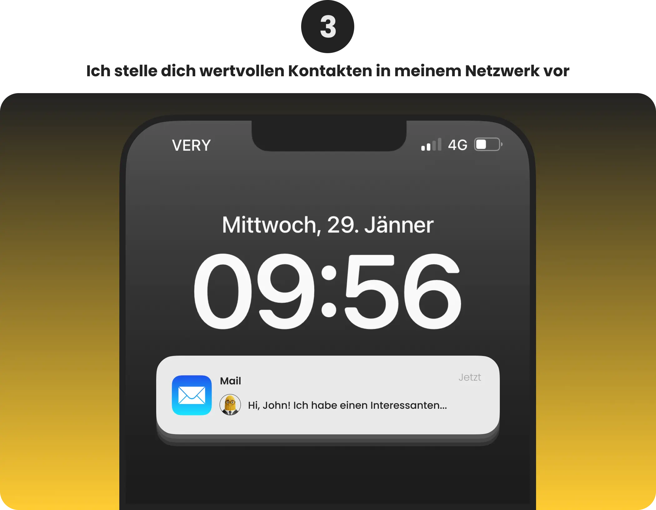 Schritt 3: “Cornect, der Maiskolben-Charakter, teilt kontinuierlich E-Mails mit interessanten Kandidaten oder Unternehmen. Der Charakter wird als eine Art Mittelsmann dargestellt, der relevante Informationen weitergibt.